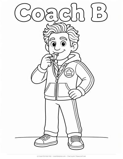 Whistle — Coach B coloring page