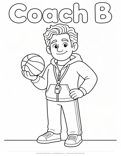 Basketball — Coach B coloring page