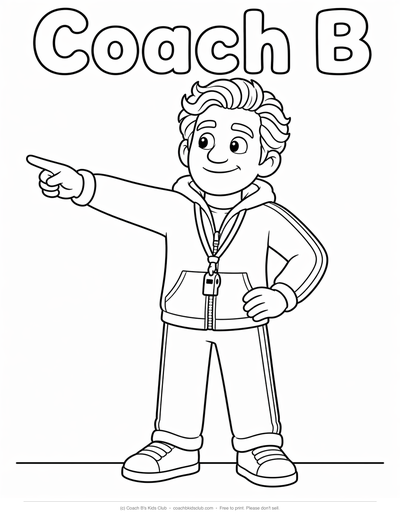 Pointing, Coach B coloring page