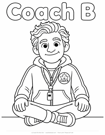 Sitting Crosslegged, Coach B coloring page