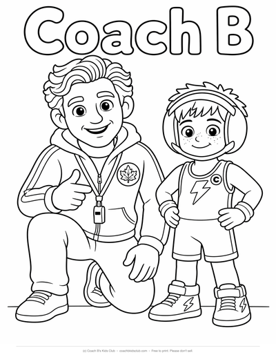 With Jett, Coach B coloring page