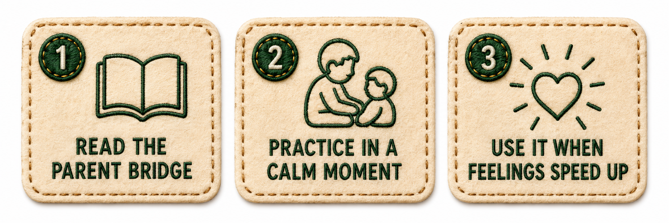 Read the parent bridge, practice in a calm moment, then use the skill when feelings speed up